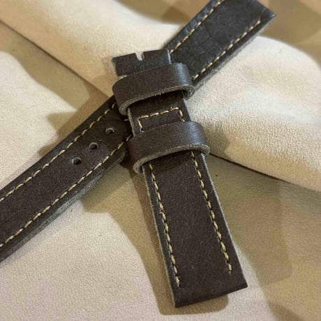 hor-233 HORWEEN バイソングレー 腕時計ベルト (ラグ18mm - バックル幅16mm)
