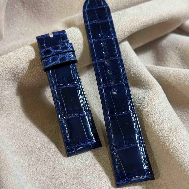 cro-1931 クロコダイル 腕時計 ベルト グロス仕上げブルー (ラグ幅20 m