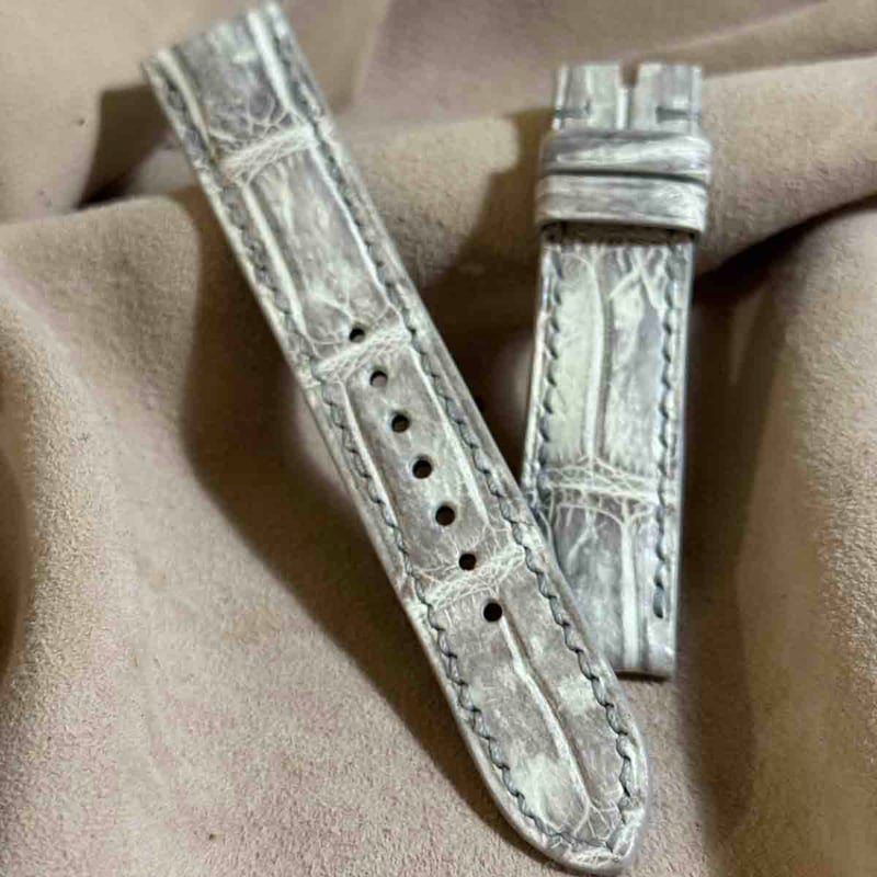 cro-1764 7番込みクロコダイル 腕時計ベルトネイビー ラグ幅20mm cro-1936 クロコダイル 腕時計 ベルト グロス仕上げ ブルー
