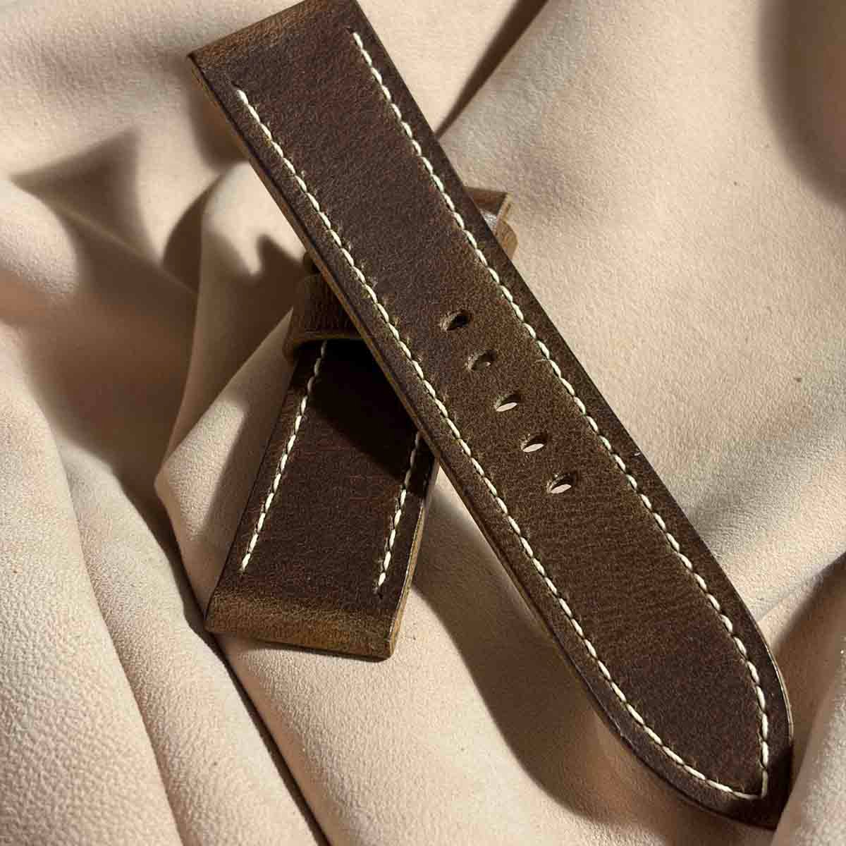 hor-254 HORWEEN ダービー / ブラウン 腕時計ベルト (ラグ24mm - バッ