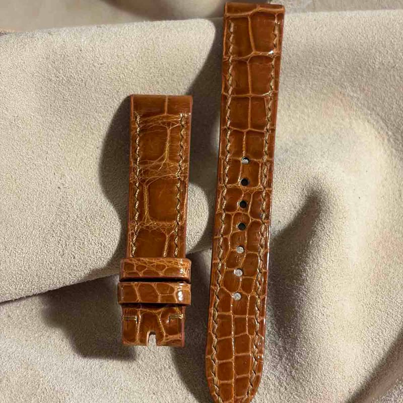 cro-2004 クロコダイル グロス仕上げ 腕時計ベルト ライトブラウン