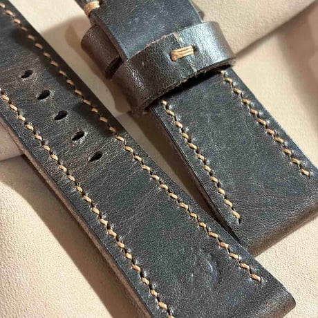 hor-242 HORWEEN ダービー ダークブラウン 腕時計ベルト (ラグ26mm - バックル幅22mm)