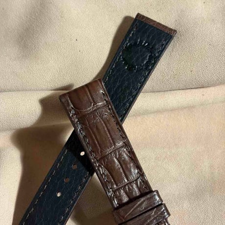 cro-2007  クロコダイル  腕時計ベルト ブラウン (ラグ幅20 mm - バックル幅18 mm)