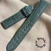 cro-1825 クロコダイル レザー 腕時計 ベルト ブルーグレー (ラグ幅22