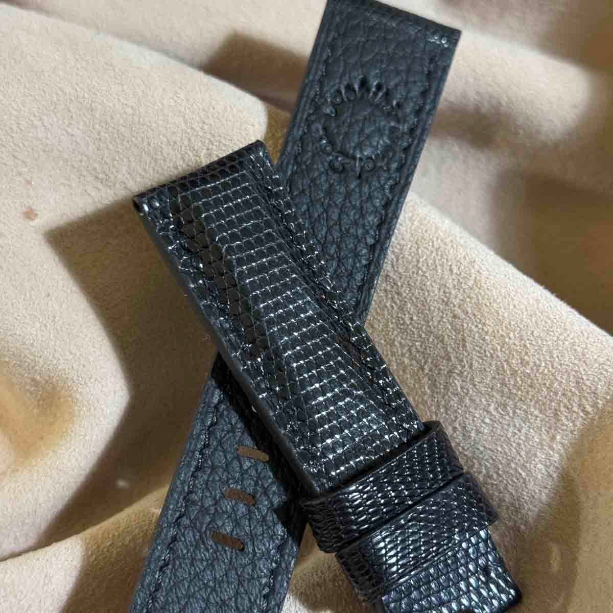 liz-343 リザード レザー 腕時計 ベルト ブラック (ラグ幅22 mm