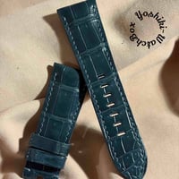 cro-2006  クロコダイル  腕時計ベルト ブルーグレー (ラグ幅26 mm - バックル幅22 mm)