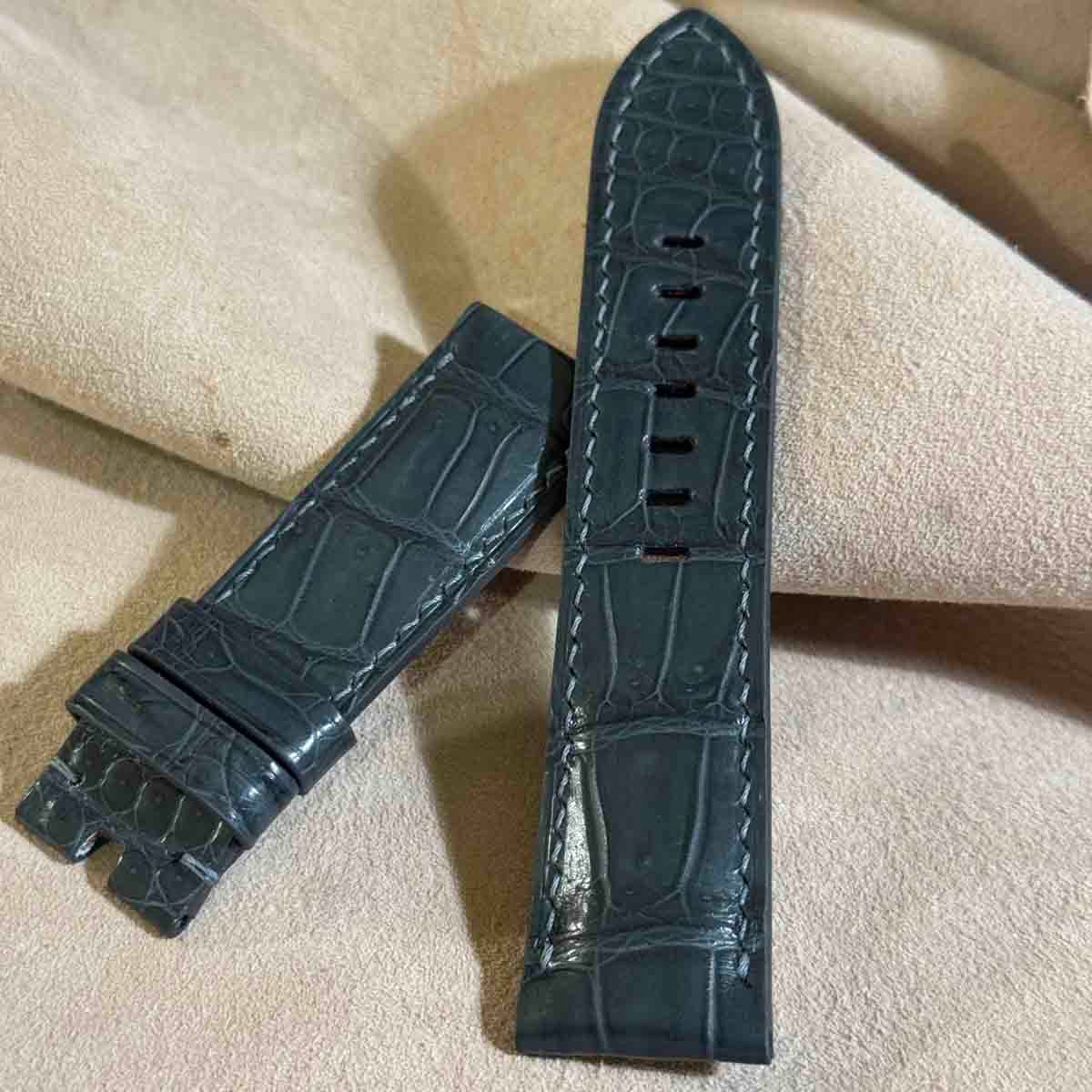 cro-1903 クロコダイル 腕時計 ベルト ダークグレー (ラグ幅24