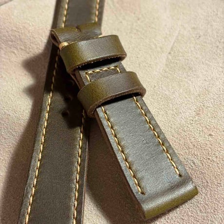 hor-264  HORWEEN クロムエクセルレザー / オリーブ 腕時計ベルト (ラグ20mm - バックル幅18mm)