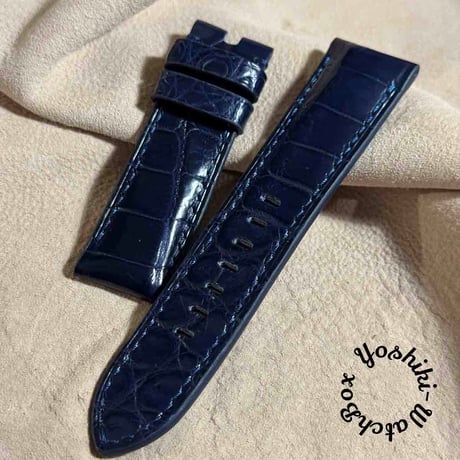 cro-1837 クロコダイル 腕時計ベルト ブルーグレー ラグ幅24mm cro-1837 クロコダイル 腕時計ベルト ブルーグレー ラグ幅24mm