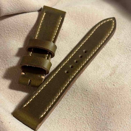 hor-264  HORWEEN クロムエクセルレザー / オリーブ 腕時計ベルト (ラグ20mm - バックル幅18mm)