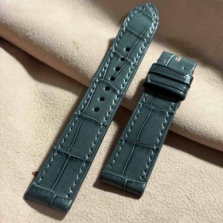 cro-2114  クロコダイル  腕時計ベルト グレー　(ラグ幅20 mm - バックル幅18 mm)