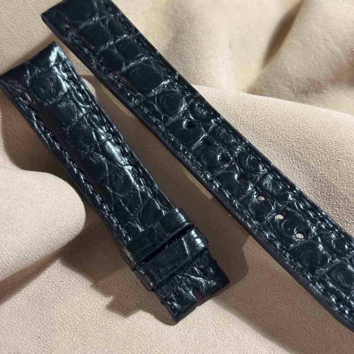 cro-1831 クロコダイル レザー 腕時計 ベルト ブラック (ラグ幅18 mm -
