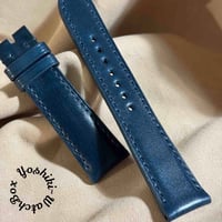 cod-337 コードバン レザー 腕時計ベルト ブルー (ラグ幅21 mm - バックル幅18 mm)