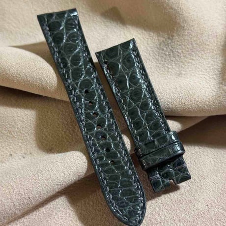 cro-1876  クロコダイル  腕時計 ベルト ダークグレー  (ラグ幅21 mm - バックル幅18 mm)