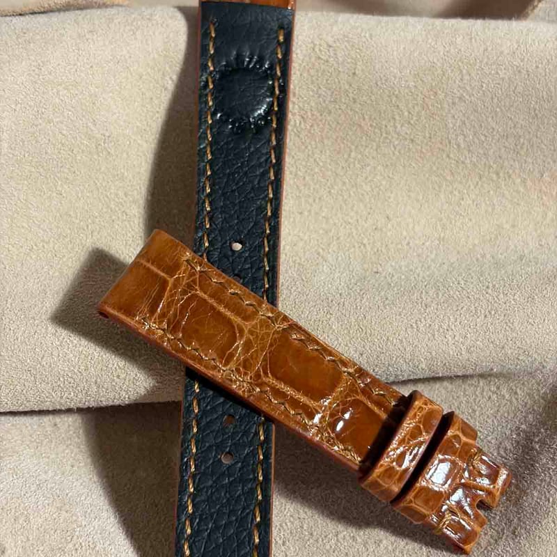 cro-2004 クロコダイル グロス仕上げ 腕時計ベルト ライトブラウン