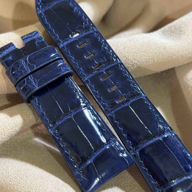 cro-1654 クロコダイル腕時計ベルト グロス仕上コバルトブルー ラグ幅22 cro-1654 クロコダイル腕時計ベルト グロス仕上コバルトブルー