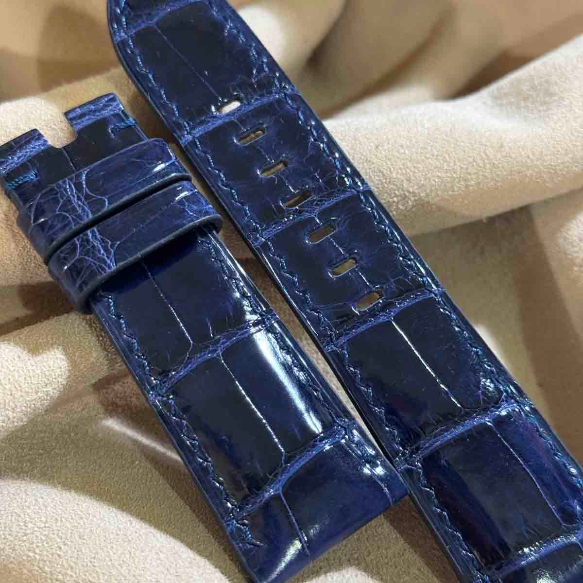 cro-1939 クロコダイル 腕時計 ベルト グロス仕上げ ブルー