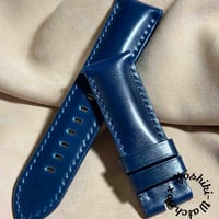 cod-271 コードバン レザー 腕時計ベルト ブルー (ラグ幅24 mm - バックル幅22 mm)
