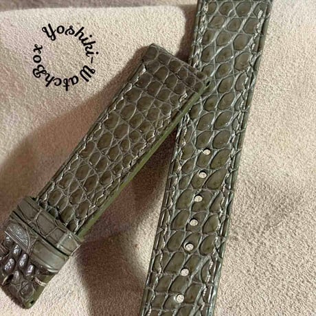 cro-2101 クロコダイル 腕時計ベルト オリーブ (ラグ幅20 mm