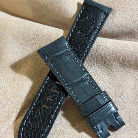 cro-1905  クロコダイル  腕時計 ベルト ダークグレー  (ラグ幅22 mm - バックル幅20 mm)