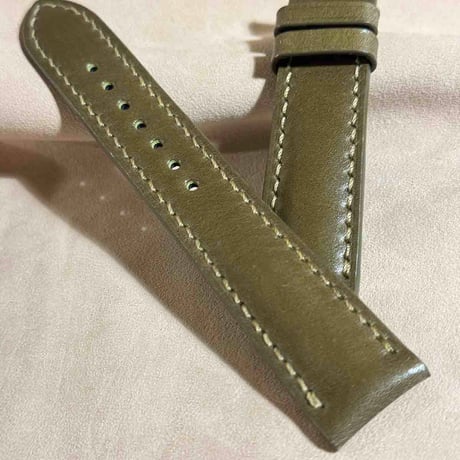 cod-277 コードバン レザー 腕時計ベルト カーキグリーン (ラグ幅20 mm - バックル幅18 mm)