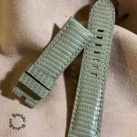 liz-344  リザード レザー 腕時計 ベルト モスグリーン (ラグ幅24 mm - バックル幅22 mm)
