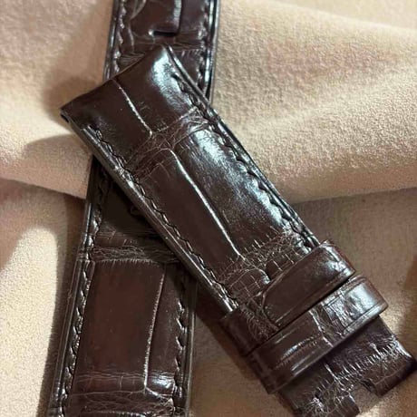 cro-1996  クロコダイル  腕時計 ベルト ダークブラウン (ラグ幅24 mm - バックル幅22 mm)