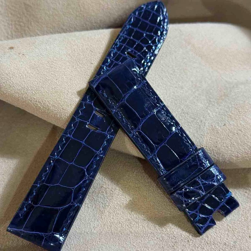 cro-1922 クロコダイル 腕時計 ベルト グロス仕上げ ブルー