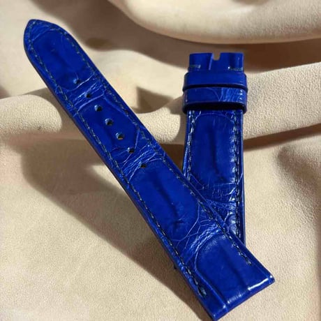 cro-1986  クロコダイル  腕時計 ベルト コバルトブルー  (ラグ幅21 mm - バックル幅 18 mm)