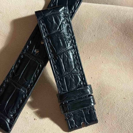 cro-2050  クロコダイル  腕時計ベルト ブラック (ラグ幅20 mm - バックル幅18 mm)