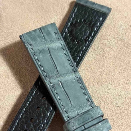 cro-2075  ヌバック クロコダイル  腕時計ベルト グレー　(ラグ幅21 mm - バックル幅18 mm)