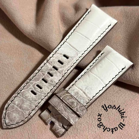 cro-1716 クロコダイル 腕時計ベルト グレー ラグ幅24mm