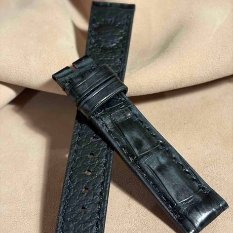 cro-2029 ヌバック クロコダイル  腕時計ベルト ブラック (ラグ幅18 mm - バックル幅16 mm)