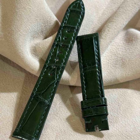 cro-1914  クロコダイル   腕時計 ベルト グリーン  (ラグ幅18 mm - バックル幅16 mm)