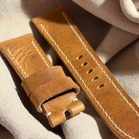 hor-251 HORWEEN ダービー / ナチュラル 腕時計ベルト (ラグ26mm - バックル幅22mm)