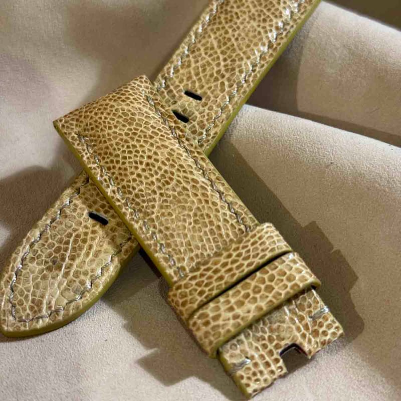 ost-436 オーストリッチ 腕時計ベルト グリーン ラグ幅19mm ost-436 オーストリッチレザー <br>腕時計 ベルト グリーン<br> (ラグ