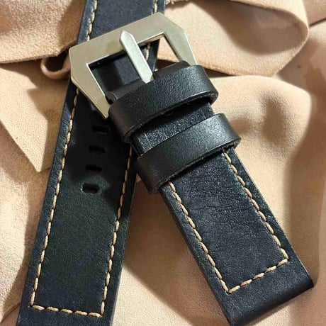 hor-273 サンプル品 HORWEEN ダービー / ブラック GPFバックル付属 腕時計ベルト (ラグ26mm - バックル幅26mm)
