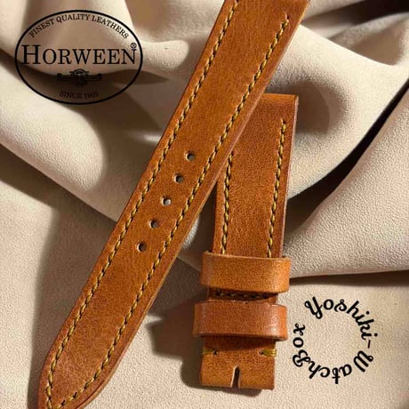 hor-274  HORWEEN ダービー / イングリッシュタン 腕時計ベルト (ラグ20mm - バックル幅18mm)