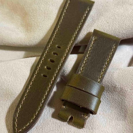 hor-231 HORWEEN クロムエクセルレザー オリーブ 腕時計ベルト (ラグ22mm - バックル幅20mm)