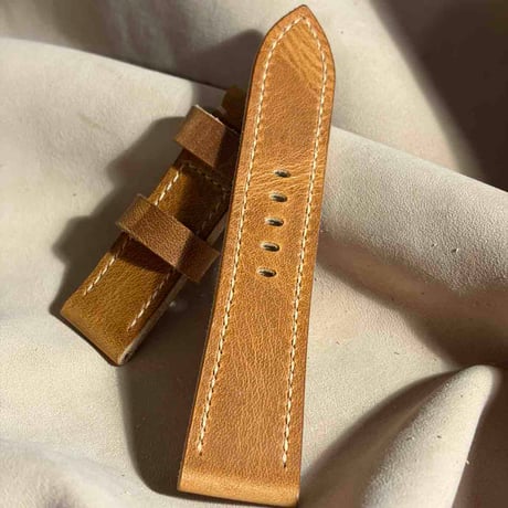 hor-249 HORWEEN ダービー / ナチュラル 腕時計ベルト (ラグ24mm - バックル幅22mm)