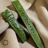 ost-442 オーストリッチレザー 腕時計ベルト グリーン (ラグ幅18mm - バックル幅16mm)