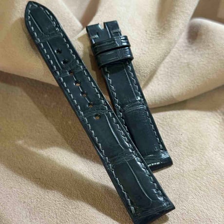cro-1913  クロコダイル   腕時計 ベルト ダークグレー  (ラグ幅18 mm - バックル幅16 mm)