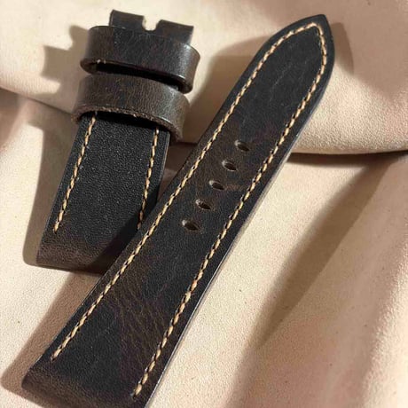 hor-242 HORWEEN ダービー ダークブラウン 腕時計ベルト (ラグ26mm - バックル幅22mm)
