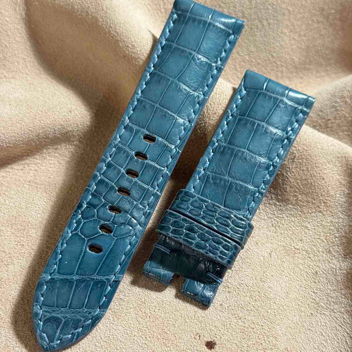 cro-1539 クロコダイル レザー 腕時計 ベルト ブルーグレー cro-1539 クロコダイル レザー 腕時計 ベルト ブルーグレー