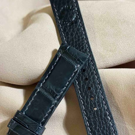 cro-1885  クロコダイル  腕時計 ベルト ダークグレー  (ラグ幅20 mm - バックル幅18 mm)