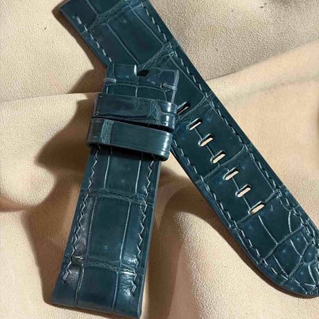 cro-2006  クロコダイル  腕時計ベルト ブルーグレー (ラグ幅26 mm - バックル幅22 mm)