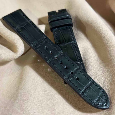 cro-1866  クロコダイル  腕時計 ベルト ダークグレー  (ラグ幅20 mm - バックル幅18 mm)