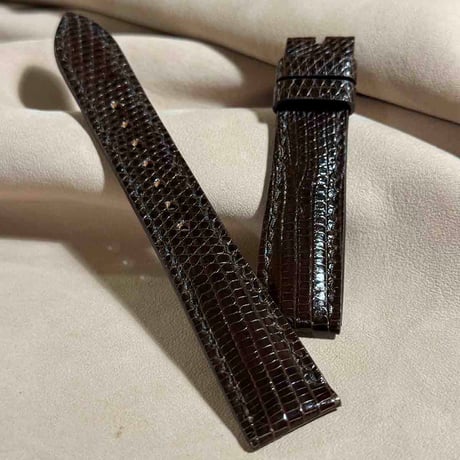 liz-266  リザード レザー 腕時計 ベルト ダークブラウン (ラグ幅19 mm - バックル幅16 mm)