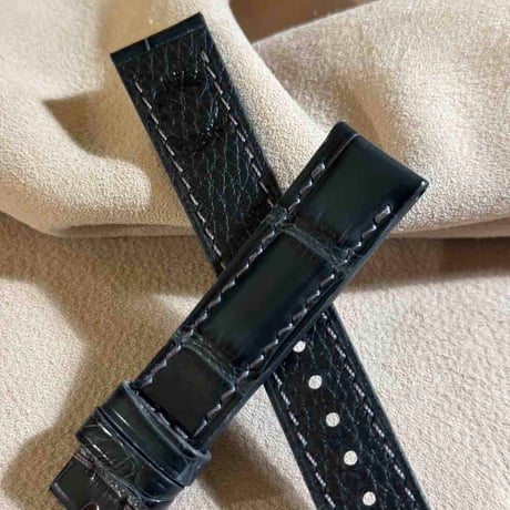 cro-1880  クロコダイル  腕時計 ベルト ダークグレー  (ラグ幅18 mm - バックル幅16 mm)