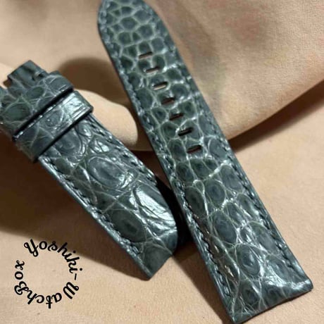 cro-1713 クロコダイル 腕時計ベルト ブラック ラグ幅21mm